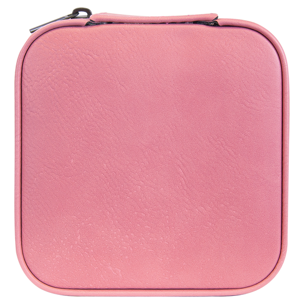 Leatherette Travel Jewelry Box - Compact with Black Lining - Laser Engraved Leatherette
