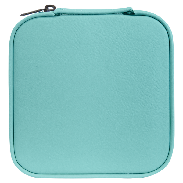 Leatherette Travel Jewelry Box - Compact with Black Lining - Laser Engraved Leatherette