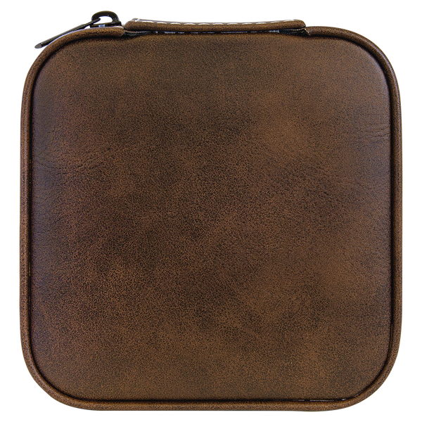 Leatherette Travel Jewelry Box - Compact with Black Lining - Laser Engraved Leatherette