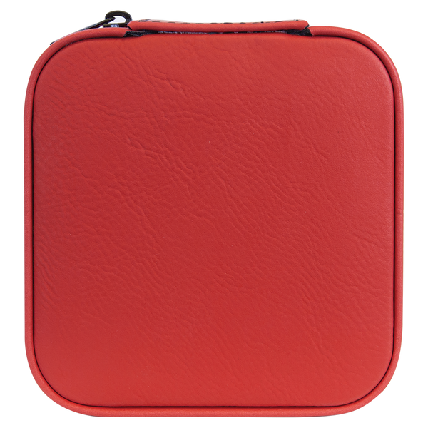 Leatherette Travel Jewelry Box - Compact with Black Lining - Laser Engraved Leatherette