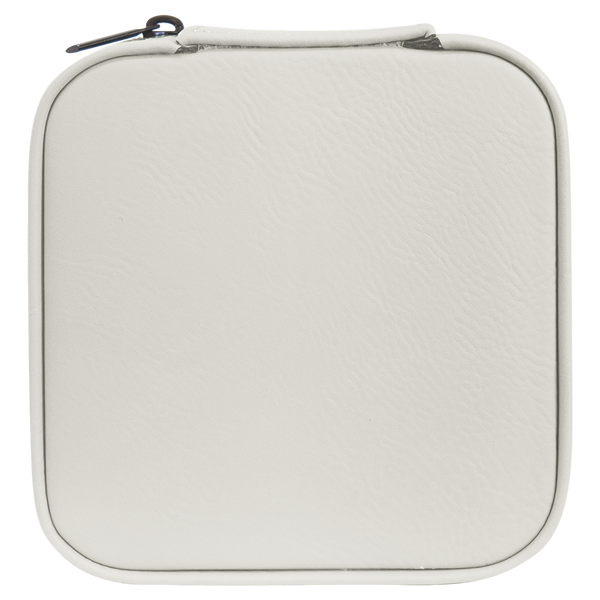Leatherette Travel Jewelry Box - Compact with Black Lining - Laser Engraved Leatherette