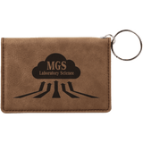 Dark Brown with Black Engraving Keychain ID Holder - Laser Engraved Leatherette