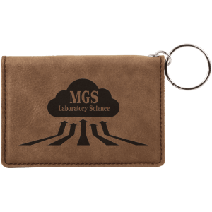 Dark Brown with Black Engraving Keychain ID Holder - Laser Engraved Leatherette