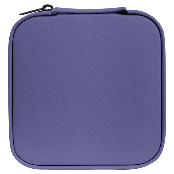 Leatherette Travel Jewelry Box - Compact with Black Lining - Laser Engraved Leatherette