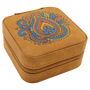 A Light Brown Travel Jewelry Box - Laserable Leatherette Creekside Collection 4" x 4"