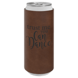 Dark Brown with Black Engraving Slim Beverage Holder - Laser Engraved Drinkware