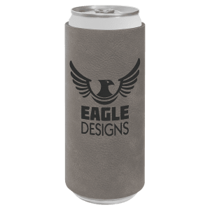 Gray with Black Engraving Slim Beverage Holder - Laser Engraved Drinkware