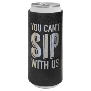 Black with Silver Engraving Slim Beverage Holder - Laser Engraved Drinkware