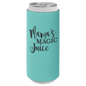 Teal with Black Engraving Slim Beverage Holder - Laser Engraved Drinkware