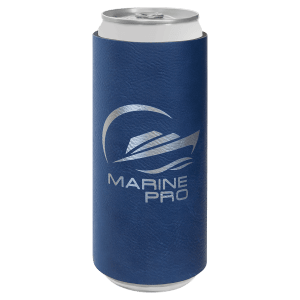 Blue with Silver Engraving Slim Beverage Holder - Laser Engraved Drinkware