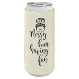 White with Black Engraving Slim Beverage Holder - Laser Engraved Drinkware