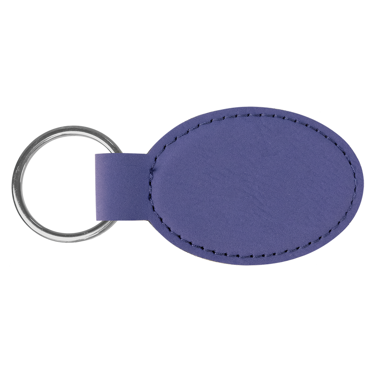 Purple with Black Engraving Oval Keychain - Laser Engraved Leatherette