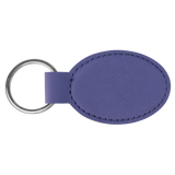 Purple with Black Engraving Oval Keychain - Laser Engraved Leatherette