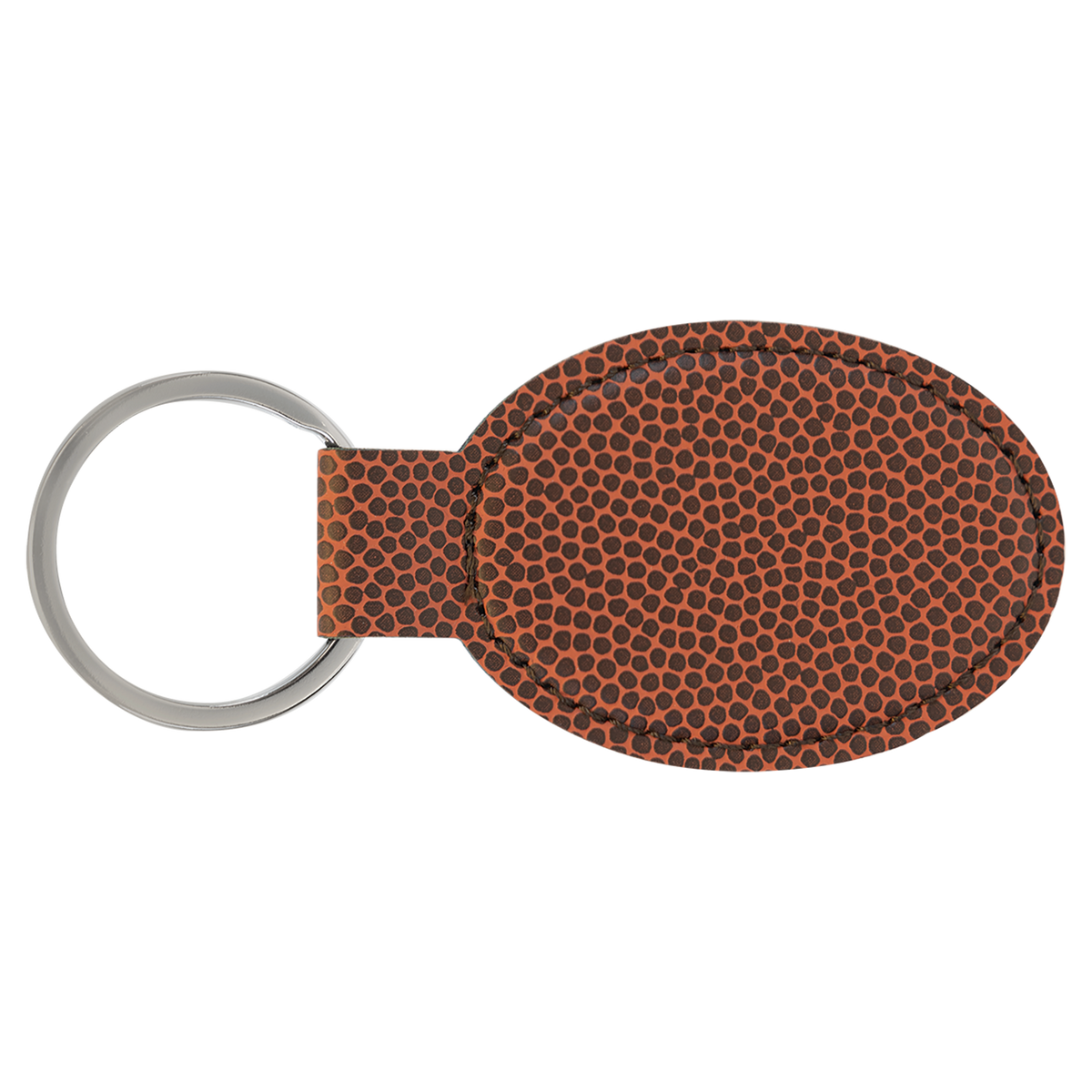 Football with Black Engraving Oval Keychain - Laser Engraved Leatherette