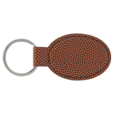 Football with Black Engraving Oval Keychain - Laser Engraved Leatherette