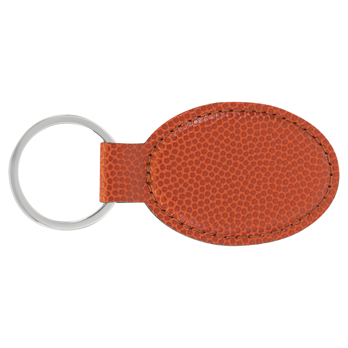Basketball with Black Engraving Oval Keychain - Laser Engraved Leatherette