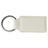 White with Black Engraving Rectangle Keychain - Laser Engraved Leatherette