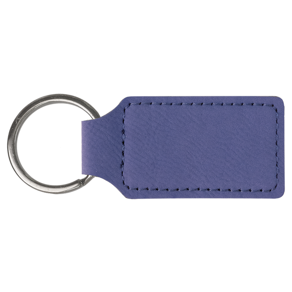 Purple with Black Engraving Rectangle Keychain - Laser Engraved Leatherette