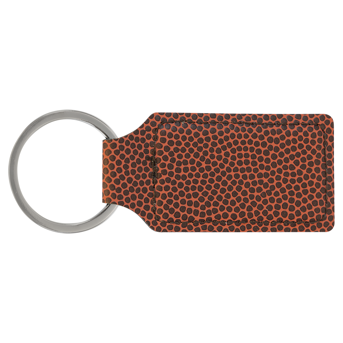 Football with Black Engraving Rectangle Keychain - Laser Engraved Leatherette