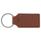 Football with Black Engraving Rectangle Keychain - Laser Engraved Leatherette