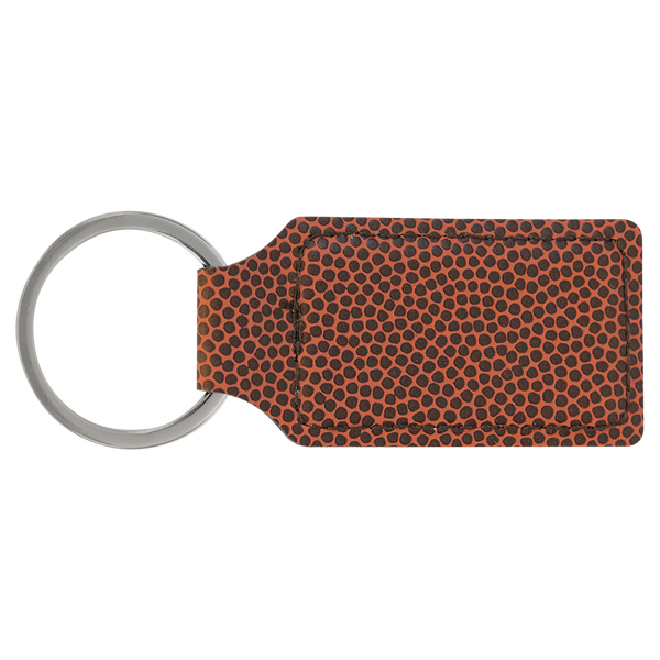 Football with Black Engraving Rectangle Keychain - Laser Engraved Leatherette
