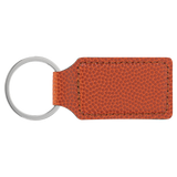 Basketball with Black Engraving Rectangle Keychain - Laser Engraved Leatherette