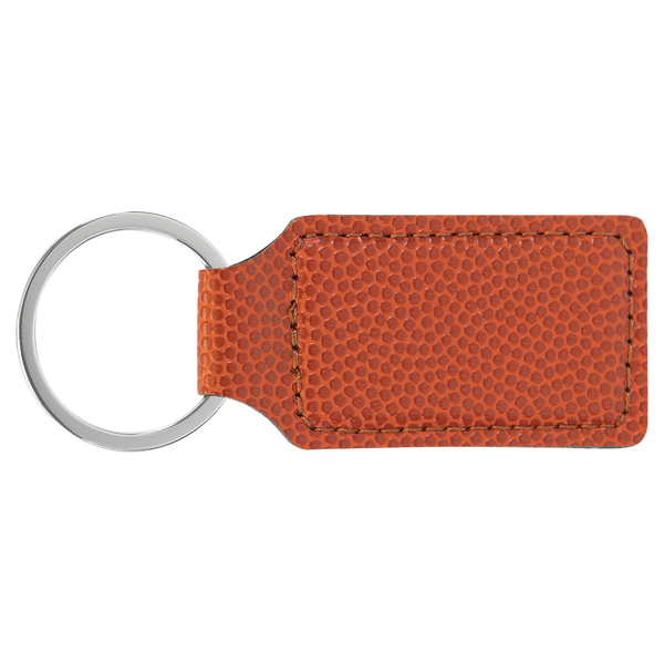 Basketball with Black Engraving Rectangle Keychain - Laser Engraved Leatherette