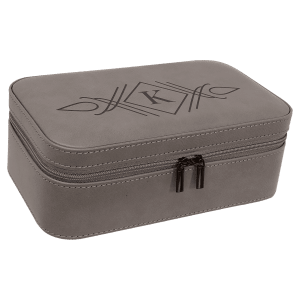 Leatherette Jewelry Box - 7.5" with Mirror & Compartments - Laser Engraved Leatherette
