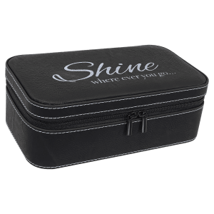 Leatherette Jewelry Box - 7.5" with Mirror & Compartments - Laser Engraved Leatherette