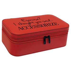 Leatherette Jewelry Box - 7.5" with Mirror & Compartments - Laser Engraved Leatherette