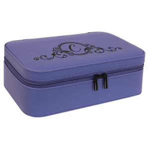 Leatherette Jewelry Box - 7.5" with Mirror & Compartments - Laser Engraved Leatherette