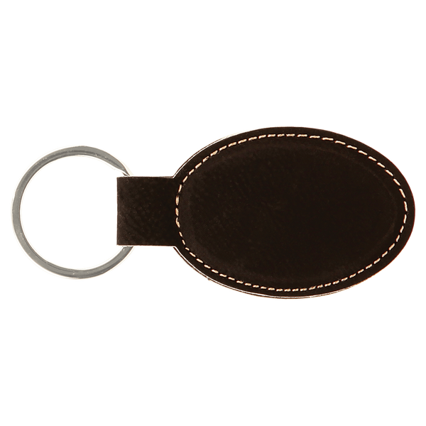 Oval Keychain - Laser Engraved Leatherette