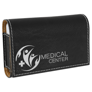 Leatherette Pill Box - 7-Day Organizer with Compartments - Laser Engraved Leatherette