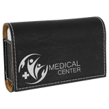 Leatherette Pill Box - 7-Day Organizer with Compartments - Laser Engraved Leatherette