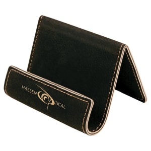 Business Card Holding Easel - Laser Engraved Leatherette