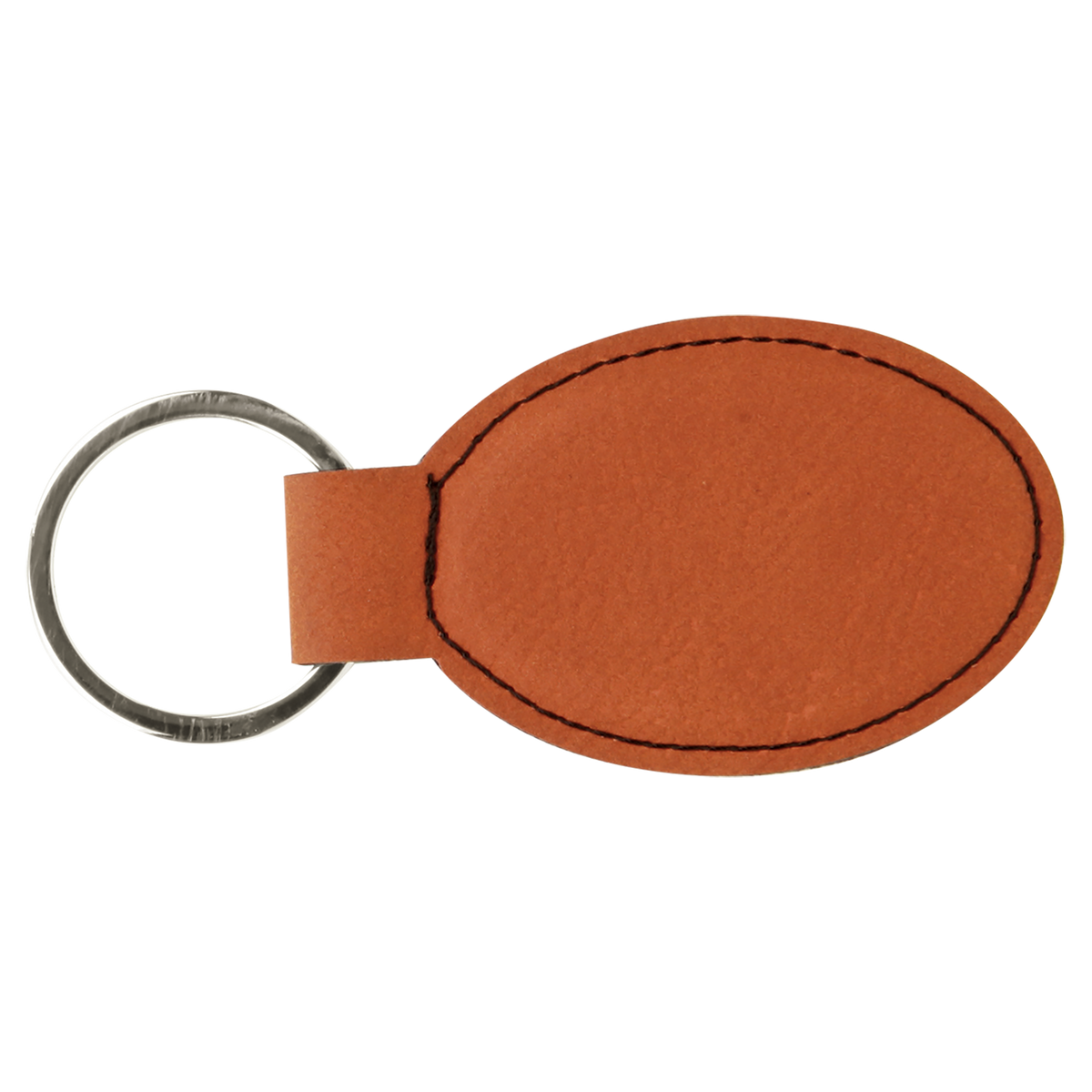 Rawhide with Black Engraving Oval Keychain - Laser Engraved Leatherette