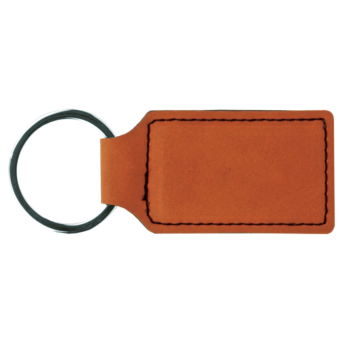 Rawhide with Black Engraving Rectangle Keychain - Laser Engraved Leatherette