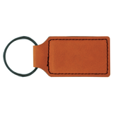 Rawhide with Black Engraving Rectangle Keychain - Laser Engraved Leatherette