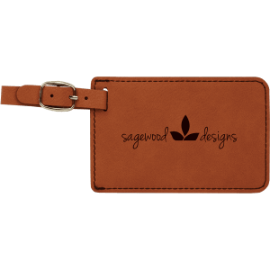 Rawhide with Black Engraving Luggage Tag - Laser Engraved Leatherette