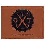 Rawhide with Black Engraving Bifold Wallet - Laser Engraved Leatherette