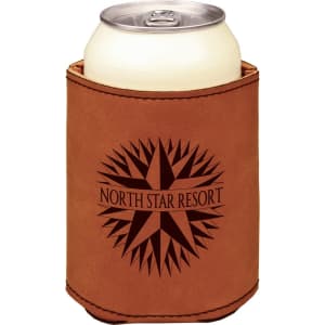Rawhide with Black Engraving Beverage Holder - Laser Engraved Corporate Gift