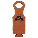 Rawhide with Black Engraving Leatherette Wine Bag - Laser Engraved Leatherette