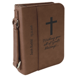 Book/Bible Cover with Handle and Zipper - Laser Engraved Gift