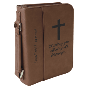Book/Bible Cover with Handle and Zipper - Laser Engraved Gift
