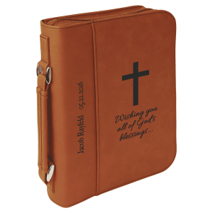 Book/Bible Cover with Handle and Zipper - Laser Engraved Gift