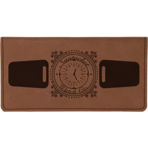 Dark Brown with Black Engraving Checkbook Cover - Laser Engraved Leatherette
