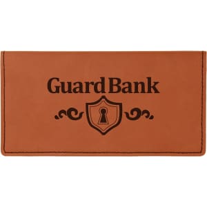 Rawhide with Black Engraving Checkbook Cover - Laser Engraved Leatherette