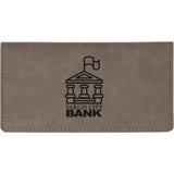 Gray with Black Engraving Checkbook Cover - Laser Engraved Leatherette