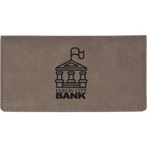 Gray with Black Engraving Checkbook Cover - Laser Engraved Leatherette