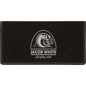 Black with Silver Engraving Checkbook Cover - Laser Engraved Leatherette